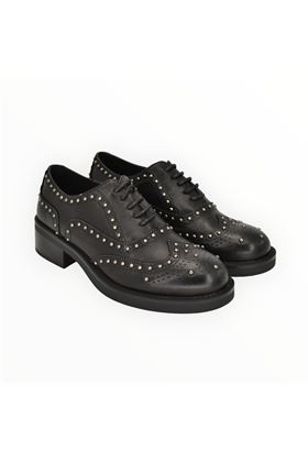 Scarpa lacci donna in pelle colore nero. BRUNO PREMI | 3606-NERO
